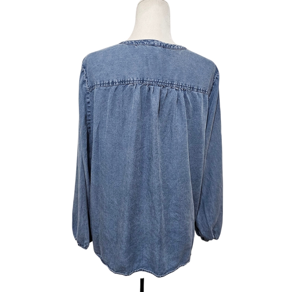Chicos Chambray Pullon Blouse Loosefit Flowy Women's XL - Picture 5 of 9
